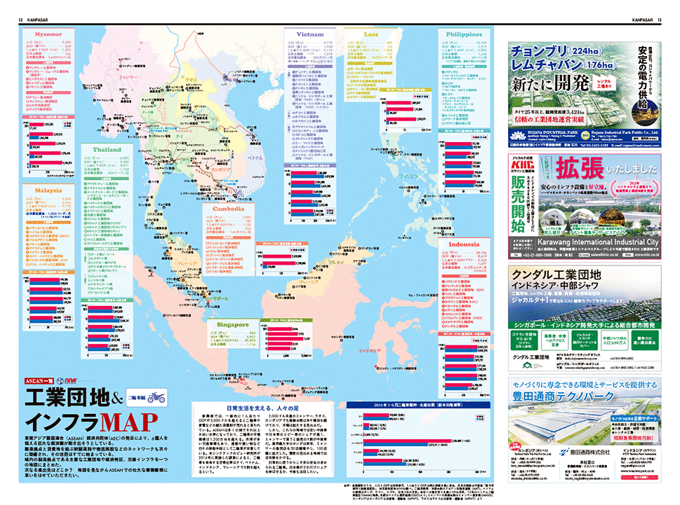 アセアン一覧　工業団地＆インフラMAP〜二輪車編〜