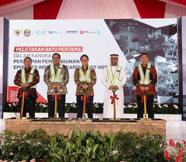 インドネシアとアラブ首長国連邦（ＵＡＥ）の両国政府は、中ジャワ州スラカルタ（ソロ）で心臓病専門病院の建設を開始した（インドネシア保健省提供）