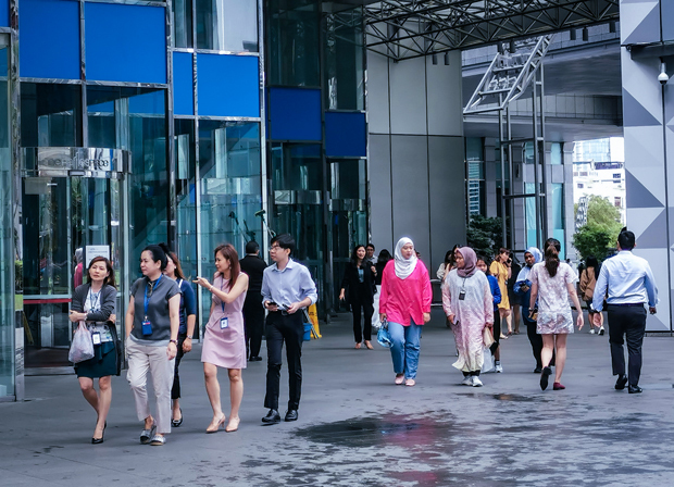 シンガポールではＩＴ分野の人材需要が継続的に拡大している＝シンガポール中心部（ＮＮＡ撮影）