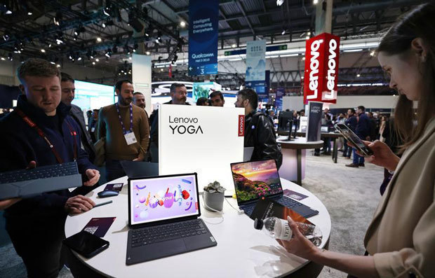 ＰＣ業界の世界最大手レノボは現在、今後の成長エンジンと位置付けるＡＩサービスの強化に注力している＝スペイン・バルセロナ（新華社）