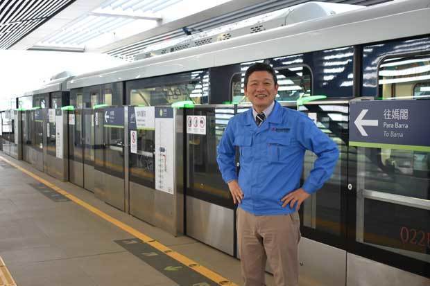 原田智文・マカオＬＲＴプロジェクトマネージャー＝11月25日、協和医院駅（ＮＮＡ撮影）