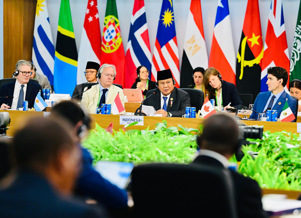 ブラジルで開催された20カ国・地域（Ｇ20）首脳会議に出席したプラボウォ大統領＝24年11月（大統領府提供）