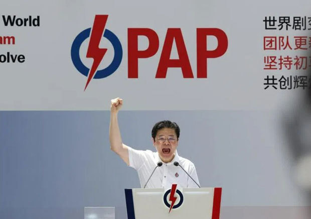 与党・人民行動党（ＰＡＰ）は総選挙に向けた選挙集会を開催した（PHOTO: YEN MENG JIIN, BT）