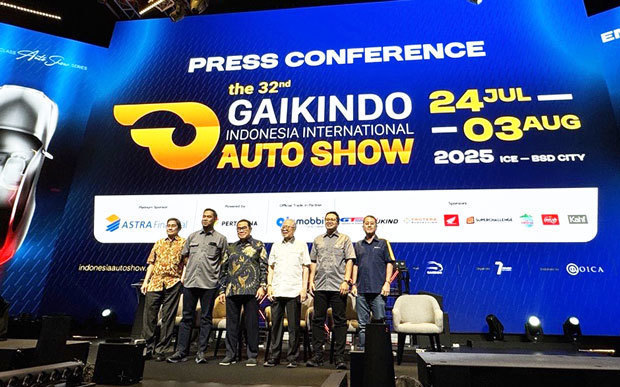 インドネシア自動車製造業者（ガイキンド）は、７月24日開幕の「ガイキンド・インドネシア国際オートショー（ＧＩＩＡＳ）2025」の事前会見を開いた＝18日、ジャカルタ特別州（ＮＮＡ撮影）