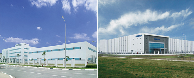 旧ビンズオン省（現ホーチミン市）の工場（左）と北部バクニン省の工場（フォスター電機提供）