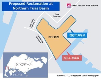 今回受注した大型埋め立て工事の施工位置図（五洋建設提供）