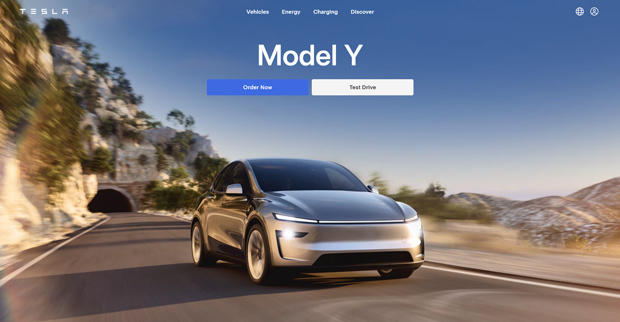 テスラがインドで開設した公式サイト。インドでは主力の「モデルＹ」を発売した（スクリーンショット）