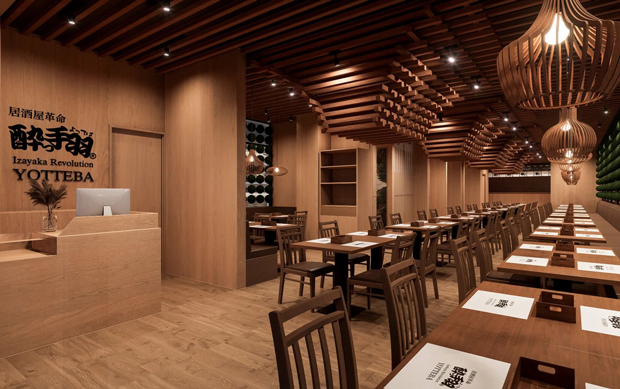 「居酒屋革命 酔っ手羽」のマカティ店の内観（Ｓ.Ｈ.Ｎ提供）