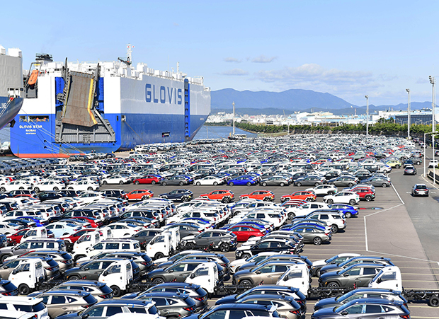 輸出のための船積みを待つ現代自・起亜の車両（現代自提供）