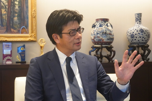 みずほ銀行台北・台中・高雄支店長の大西武仁氏＝７月25日、台北（ＮＮＡ撮影）