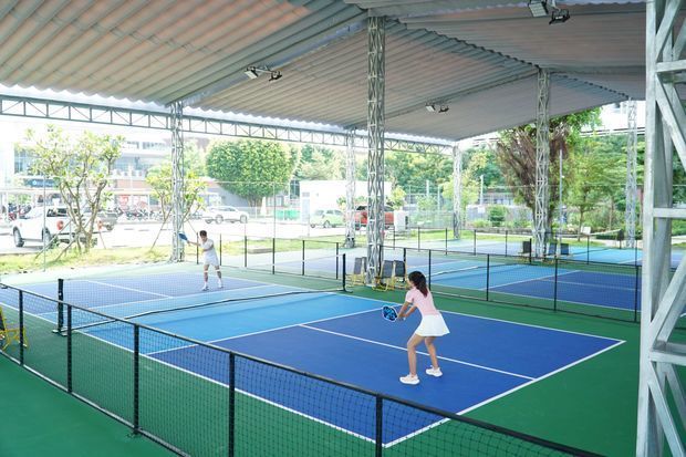 全６面、屋根付きのピックルボール専用コート（ベカメックス東急提供）