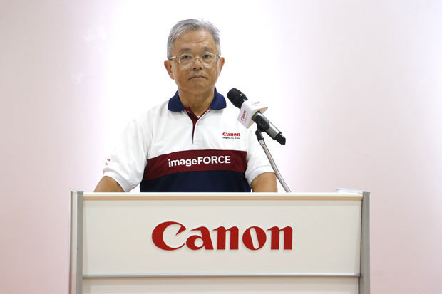キヤノンプラチンブリ（タイランド）の中村社長によると、同社はキヤノンのオフィス用複合機生産の８割超を担う＝15日、東部プラチンブリ県（ＮＮＡ撮影）