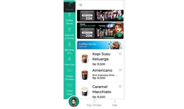 ファミリーマート・インドネシアが導入したアプリのホーム画面
