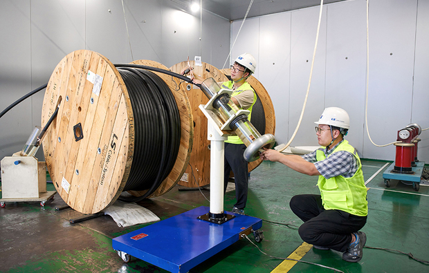 ＬＳ電線は耐火基準「ＩＥＣ60331―４」を満たした中電圧耐火ケーブルを商用化した（同社提供）
