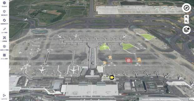 高精度３次元地図データを融合した空港内情報集約基盤のイメージ（ＤＭＰ提供）