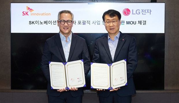 ＳＫイノベーションはＡＩデータセンター向け冷却ソリューションの開発に向け、ＬＧ電子と業務提携を締結（同社提供）