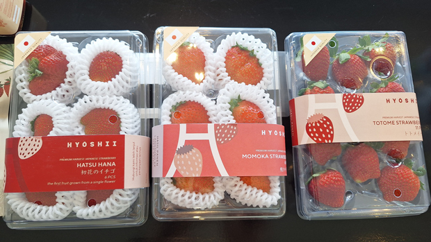 ヒヨシ・アグリ・スジャトラが生産を手がけるイチゴ（ＮＮＡ撮影）