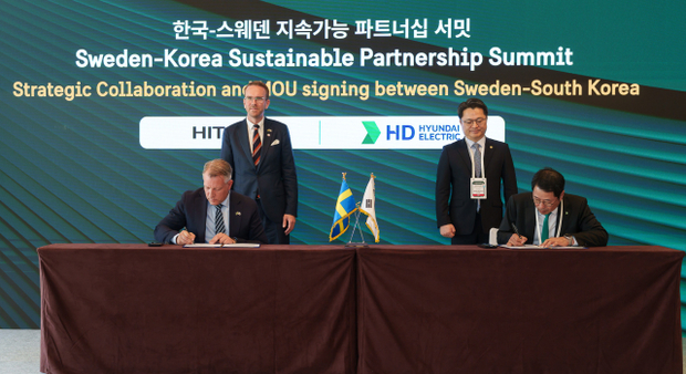 日立エナジーと韓国のＨＤ現代エレクトリックは高圧直流送電（ＨＶＤＣ）技術に対する戦略的協力覚書を締結した（日立エナジーコリア提供）