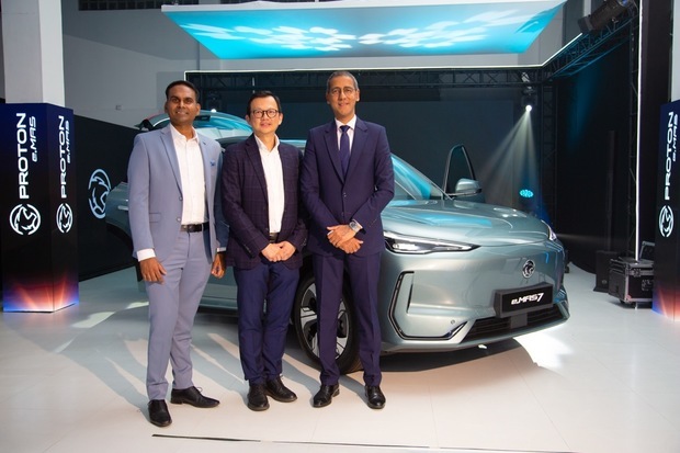 プロトン・ホールディングスは、モーリシャスで自社ブランドのＥＶ「ｅ．ＭＡＳ７」を発売した＝ポートルイス（同社提供）