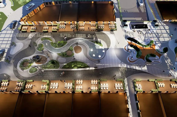 パラマウント・ランドがバンテン州タンゲラン県で着工した商業エリア「ハドソン・スクエア」の完成イメージ（同社提供）