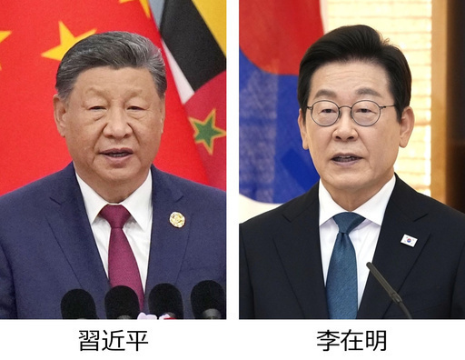中国の習近平国家主席、韓国の李在明大統領（共同）