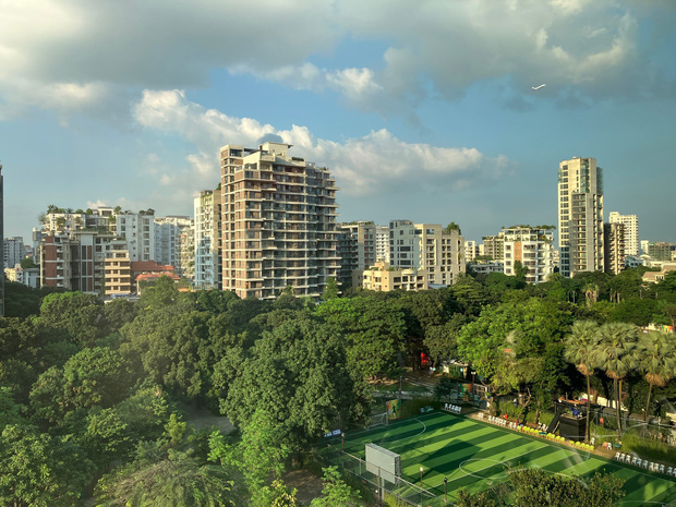 丸紅ダッカ支店のオフィスから撮影した市内中心部（筆者撮影）