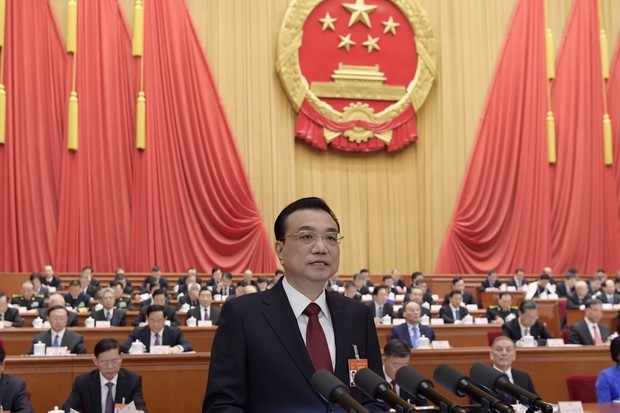 中国の李克強首相は全人代の政府活動報告で香港・マカオについて、粤港澳大湾区でチャンスをつかむことを支持すると表明した（新華社）
