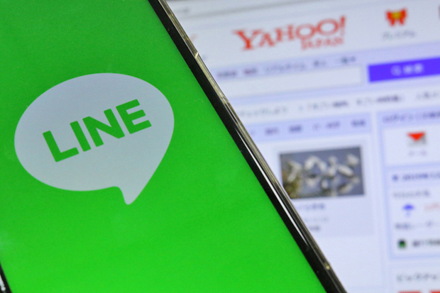 日本で話題となったＬＩＮＥとヤフーの経営統合は、ネイバーとソフトバンクという日韓の大企業が手を組んだという点でも注目を集めた（ＮＮＡ撮影）