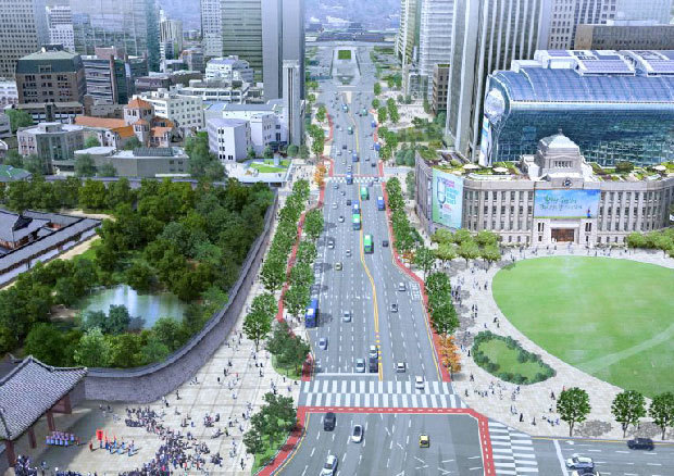 ソウルの世宗大路 歩道拡大で緑豊かに Nna Asia 韓国 建設 不動産