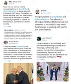 バイデン氏の当選が確実となったことを受け、アジア各地の首脳は相次ぎ祝福のコメントを発信した。写真は左上から時計回りに台湾の蔡総統、韓国の文大統領、インドネシアのジョコ大統領、インドのモディ首相の公式ツイッター