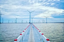 ベトナムでは、洋上風力の開発も進む。写真は南部バクリエウ省の洋上風力発電所（ベトナム石油ガスグループ提供）