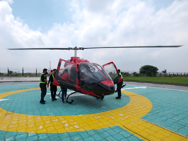 ホワイトスカイは昨年８月、スカルノ・ハッタ空港隣地にヘリポートを開設した＝インドネシア・ジャカルタ、2021年３月（ＮＮＡ撮影）