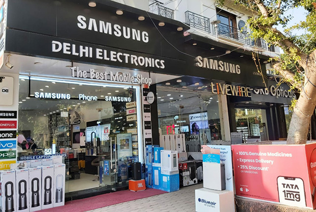 インド市場で販売シェア２位のサムスン電子＝７日、グルガオン（ＮＮＡ撮影）