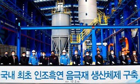 ポスコケミカルは、慶尚北道浦項市の人造黒鉛を使った負極材工場を完工＝韓国（同社提供）