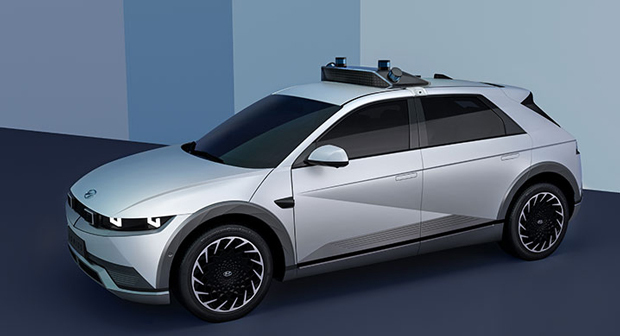 現代自が昨年公開したＥＶ「アイオニック５」をベースとした自動運転試験車両＝韓国（同社提供）