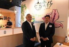 「杉玉」を含む新規事業を統括する木下氏（左）と香港法人トップの荒谷氏がＮＮＡの取材に応じた＝１日、湾仔（ＮＮＡ撮影）