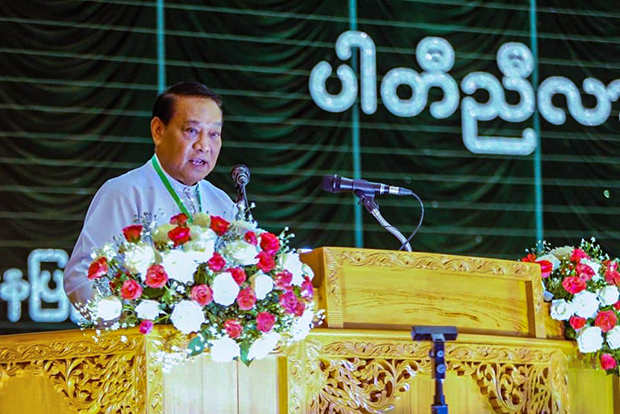 ミャンマー国軍系の連邦団結発展党の党首に選出されたキンイー氏（ＵＳＤＰ公式フェイスブックから）