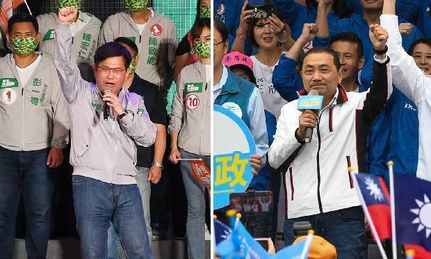 新北市長候補の林佳龍氏（左）と侯友宜氏（ＮＮＡ撮影）