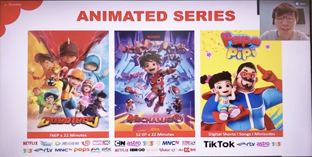 ジェトロがＭＤＥＣやＭＡＴＲＡＤＥと共催したイベントで、モンスタはアニメ事業などについて紹介した＝１日（ＮＮＡ撮影）