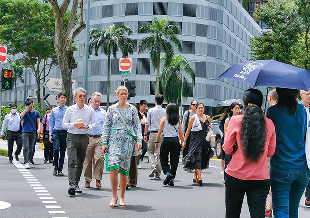 シンガポールの外資系企業の間で事業コストの上昇に対する懸念が高まっている＝シンガポール中心部（ＮＮＡ撮影）