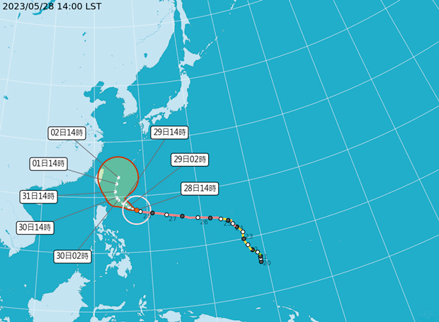 台風２号の予想進路（中央気象局提供）